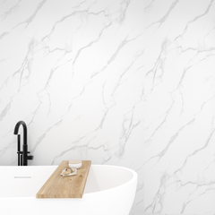 Premium Carrara White Marble Gloss Shower Wall Panel – 1M x 2.4M Premium Carrara White Marble Gloss Shower Wall Panel – 1M x 2.4M
