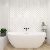 Premium White Herringbone Tile Gloss Shower Wall Panel – 1M x 2.4M