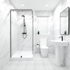 Premium Carrara White Marble Gloss Shower Wall Panel – 1M x 2.4M Premium Carrara White Marble Gloss Shower Wall Panel – 1M x 2.4M