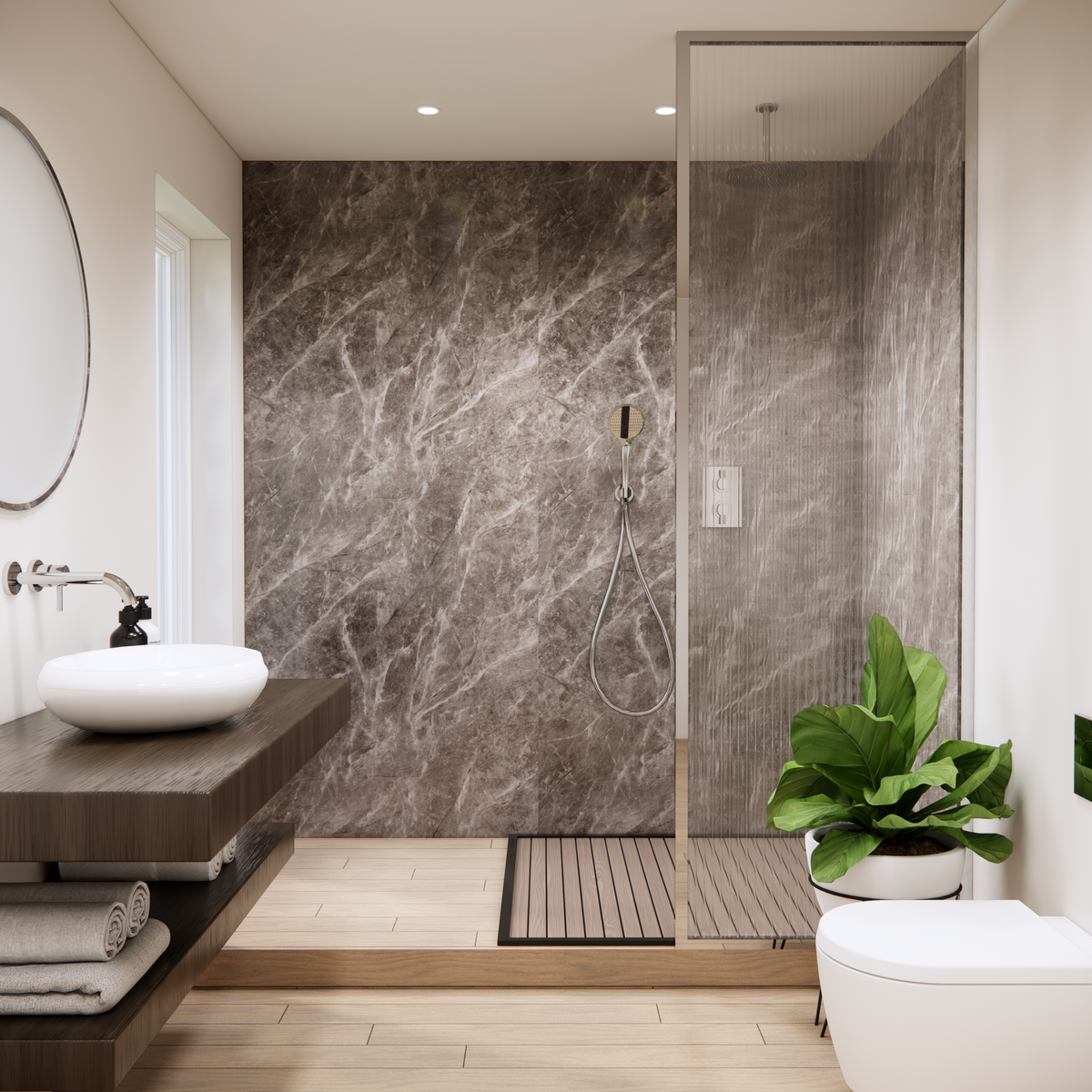 Premium Pietra Marble Gloss Shower Wall Panel – 1M x 2.4M - Panel World
