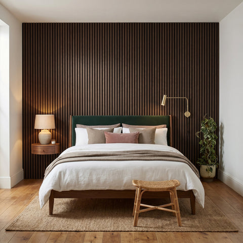 Acoustic Slat Panel - Smoked Walnut