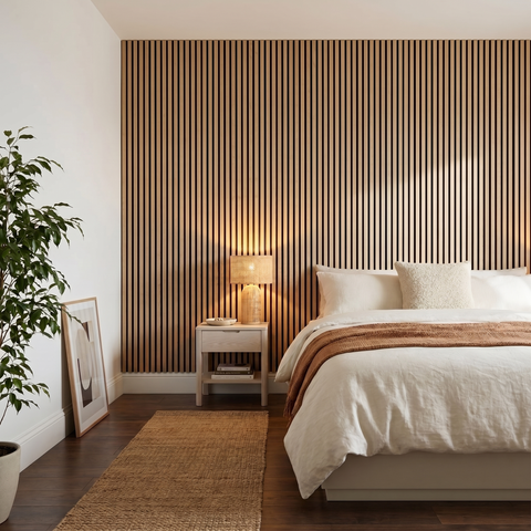 Acoustic Slat Wall Panels Wooden Decorative Wall Panels Natural Oak Premium 2.4m x 0.6m
