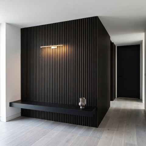 Acoustic Slat Wall Panels Wooden Decorative Wall Panels Black Oak Premium 2.4m x 0.6m