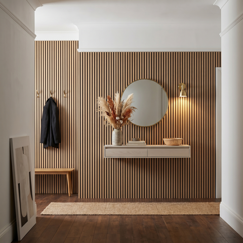 Acoustic Slat Wall Panels Wooden Decorative Wall Panels Natural Oak Premium 2.4m x 0.6m