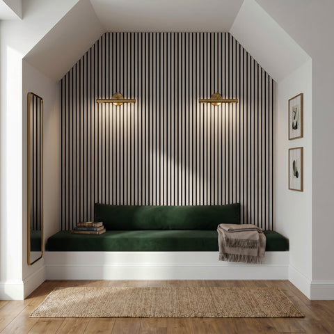 Acoustic Slat Wall Panels Wooden Decorative Wall Panels Grey Oak Premium 2.4m x 0.6m
