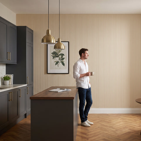 Paintable Ribbed Slatted MDF Wall Panel 2.4m x 0.6m