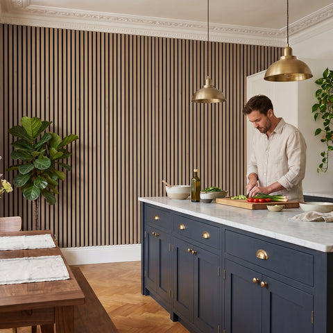 Acoustic Slat Wall Panels Wooden Decorative Wall Panels Natural Oak Premium 2.4m x 0.6m