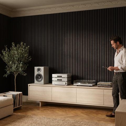 Acoustic Slat Wall Panels Wooden Decorative Wall Panels Black Oak Premium 2.4m x 0.6m