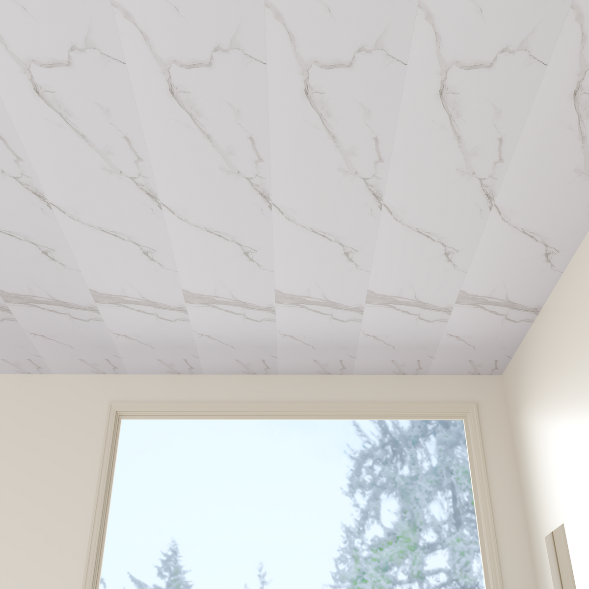 4 Pack | 8mm Carrara White Marble Celling Panel 2.6m