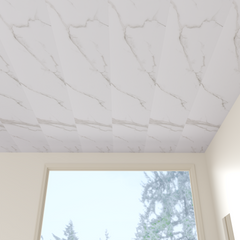 4 Pack | 8mm Carrara White Marble Celling Panel 2.6m