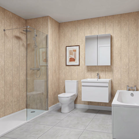 4 Pack | 8mm Beige Concrete Matt Wall & Ceiling Panel 2.6M