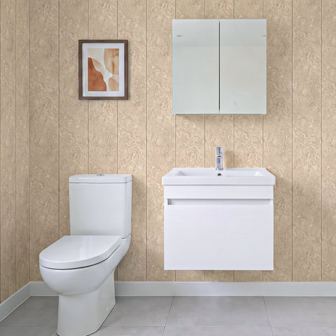 4 Pack | 8mm Beige Concrete Matt Wall & Ceiling Panel 2.6M