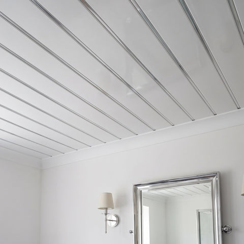 4 Pack | 8mm Gloss White With Chrome Ceiling Panel 2.6M