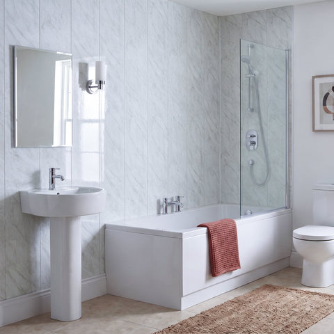 4 Pack | 8mm Grey Marble Gloss Wall & Ceiling Panel 2.6M