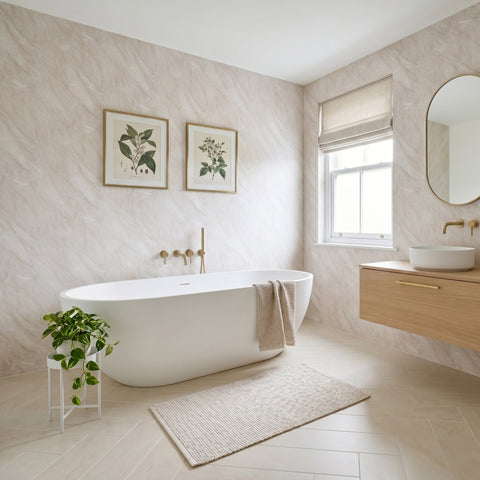 Premium Pergamon Marble Gloss Shower Wall Panel - 1M x 2.4M