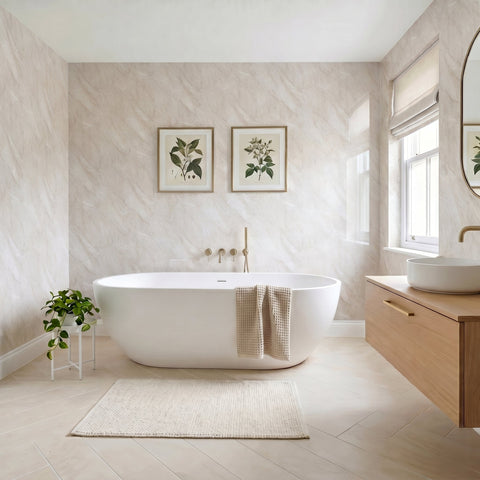 Premium Pergamon Marble Gloss Shower Wall Panel - 1M x 2.4M