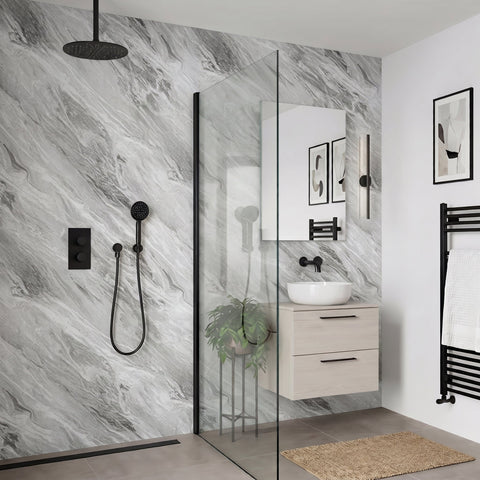 Premium Grey Stone Marble Gloss Shower Wall Panel - 1M x 2.4M