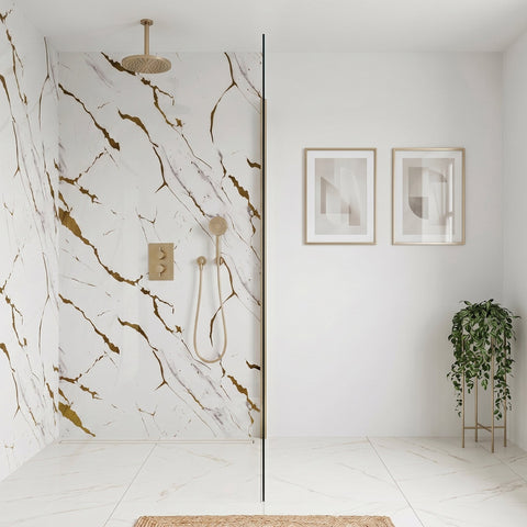 Premium White Gold Gloss Shower Wall Panel - 1M x 2.4M