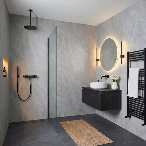 Premium Light Grey Marble Matt Shower Wall Panel – 1M x 2.4M