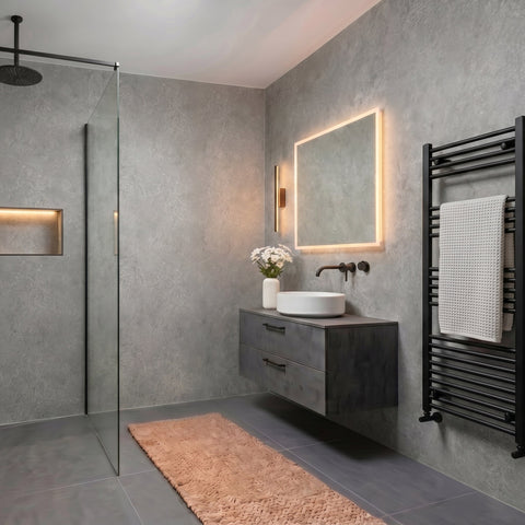 Premium Grey Concrete Matt Shower Wall Panel - 1M x 2.4M