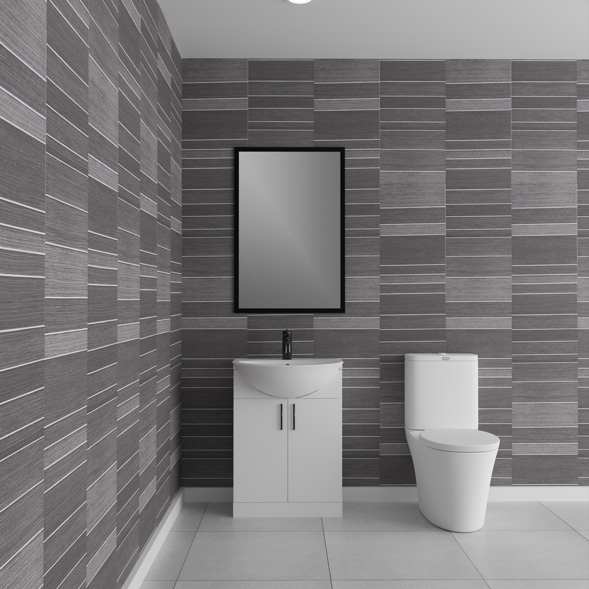 4 Pack | 8mm Black Tile Matt Wall Panel 2.6M