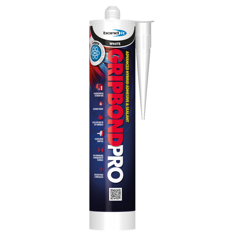 (Box Of 12) Gripbond Pro White - All-in-One Universal Hybrid Sealant and Adhesive - EU3 310 Millilitre Cartridge