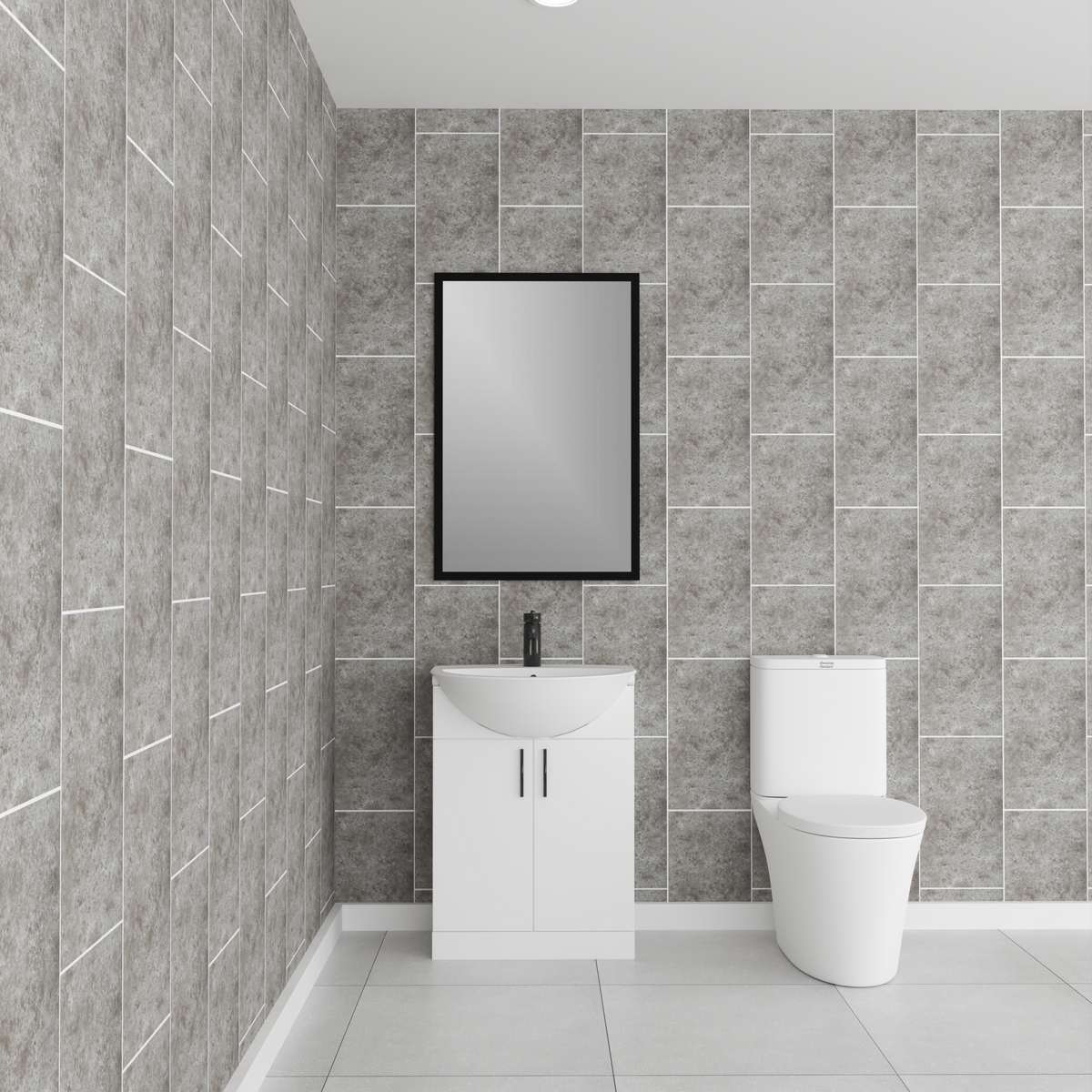 4 Pack | 8mm Grey Grout Line Tile Wall Panel 2.6M