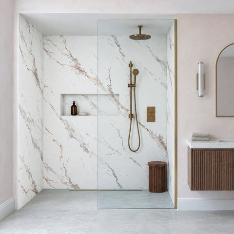 Premium Beige Marble Matt Shower Wall Panel - 1M x 2.4M