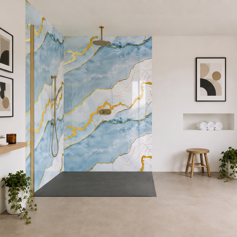 Premium Lapis Gold Gloss Shower Wall Panel - 1M x 2.4M