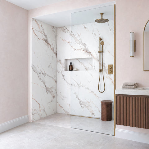 Premium Beige Marble Matt Shower Wall Panel - 1M x 2.4M