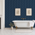 Premium Royal Navy Blue Herringbone Tile Matt Shower Wall Panel – 1M x 2.4M