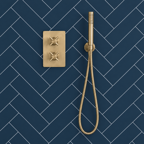 Premium Royal Navy Blue Herringbone Tile Matt Shower Wall Panel – 1M x 2.4M