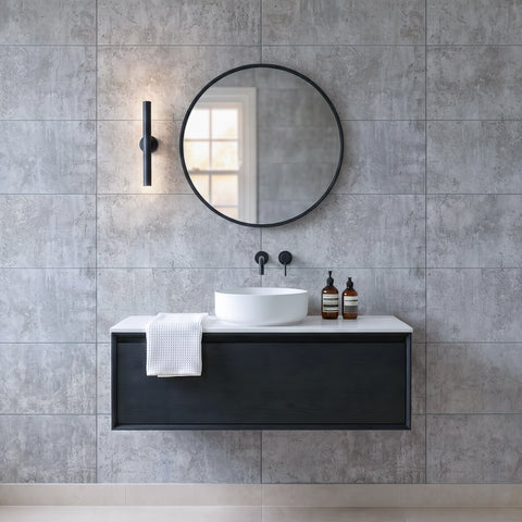 Premium Grey Concrete Tile Matt Shower Wall Panel – 2.6M x 600MM
