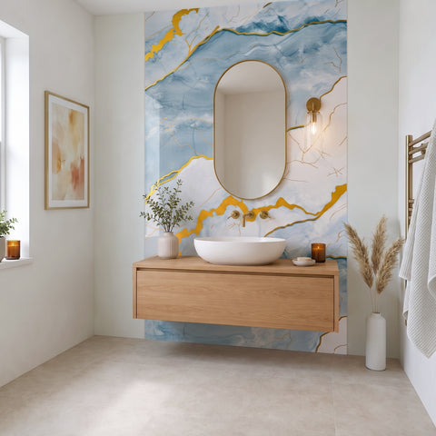 Premium Lapis Gold Gloss Shower Wall Panel - 1M x 2.4M