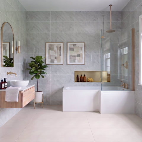 Premium Grey Marble Gloss Tile Shower Wall Panel – 2.6M x 600MM