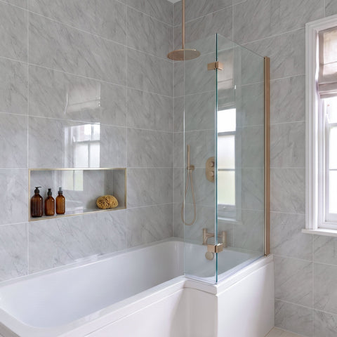 Premium Grey Marble Gloss Tile Shower Wall Panel – 2.6M x 600MM