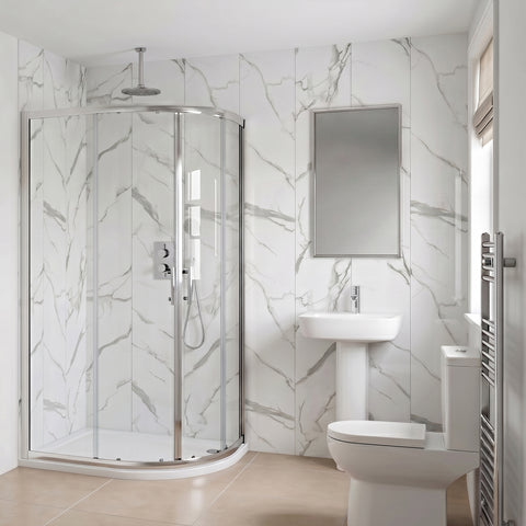 4 Pack | 8mm Carrara White Marble Gloss Wall & Ceiling Panel 2.6m