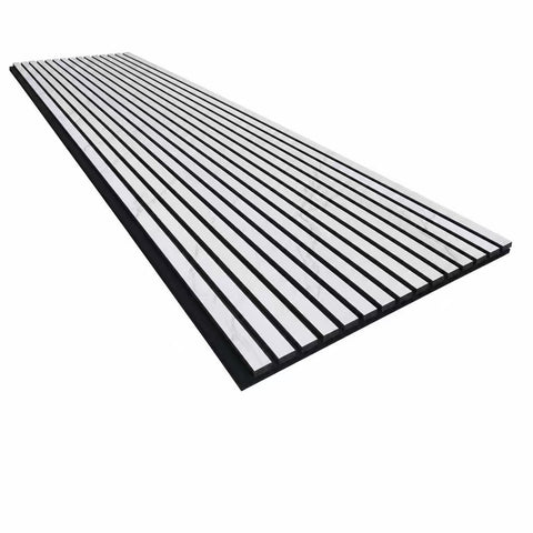 White Marble Acoustic Slat Wall Panels — Decorative MDF Wood Panels 2.4m x 0.6m