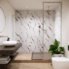 Premium White Gold Marble Gloss Shower Wall Panel – 1M x 2.4M
