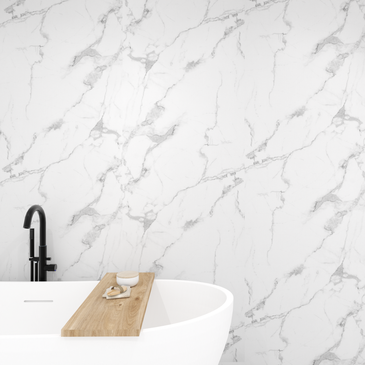 Premium White Calacatta Gloss Shower Wall Panel – 1M x 2.4M