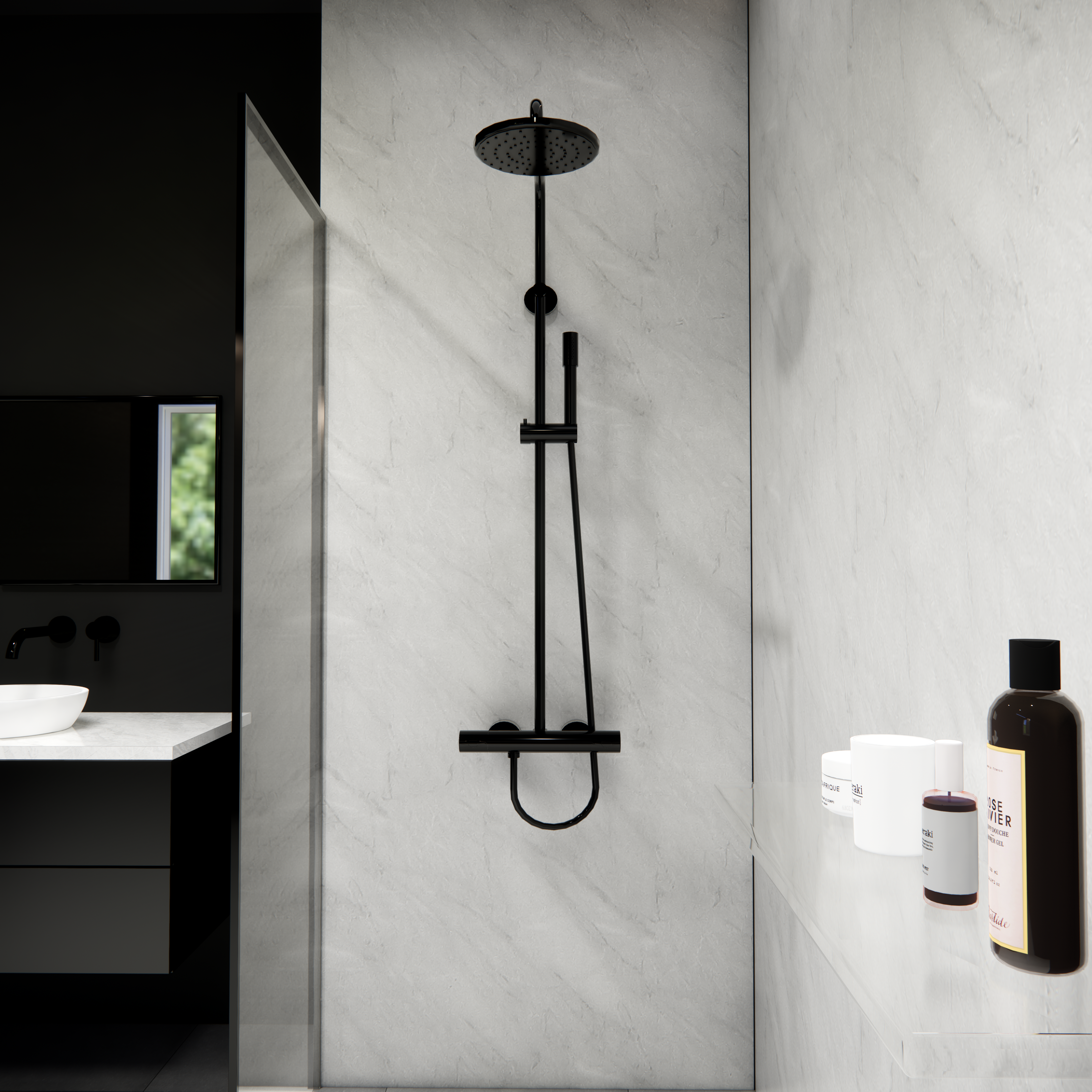 Premium Grey Marble Gloss Shower Wall Panel – 1M x 2.4M - Panel World